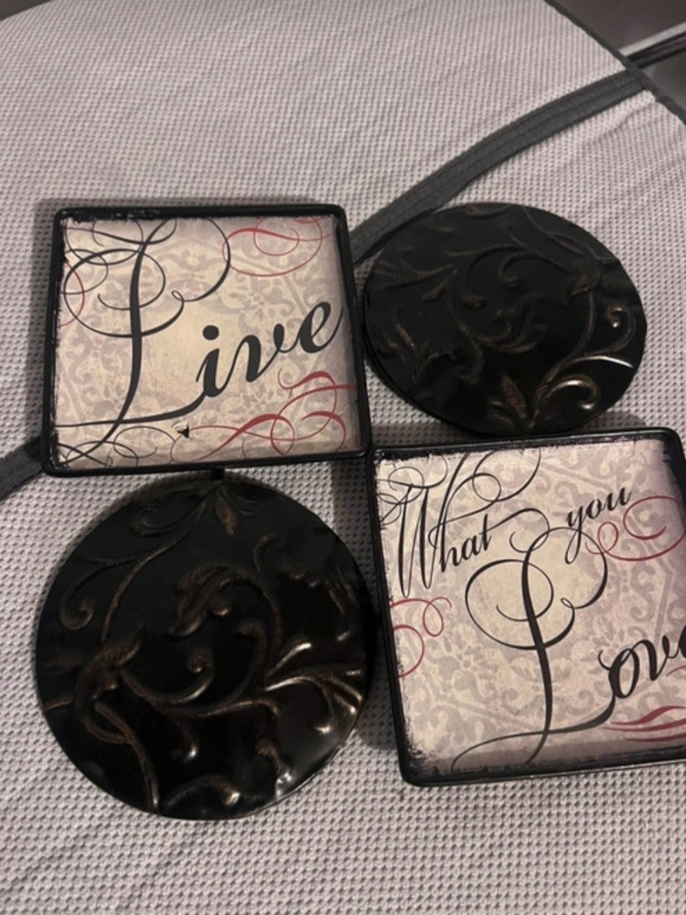 3 Live What You Love Wall Accent Set - Black and Cream